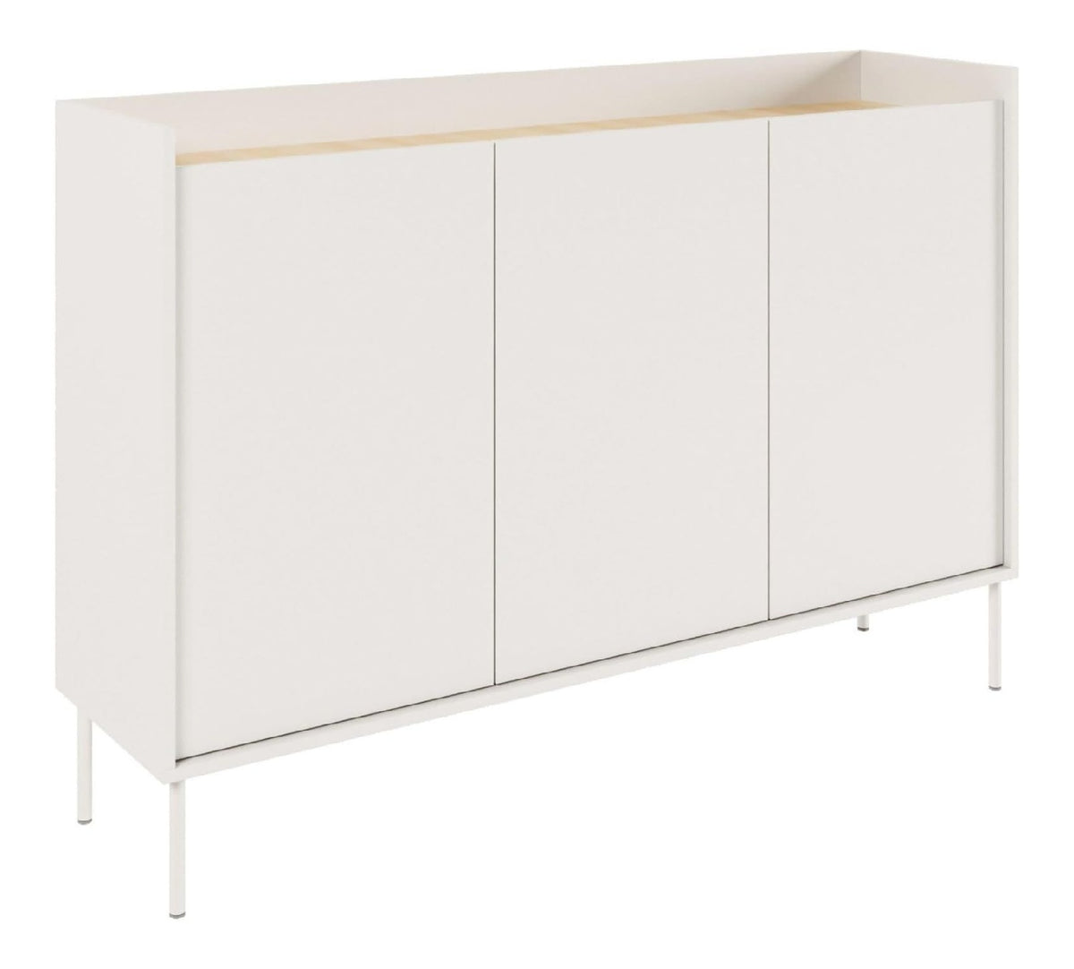 Selsey Kommode 140 cm Moderne Wei /Lindberg-Eiche Sideboard - Matte Oberflache, 3 Turen, Viel Stauraum Robuste Spanplatte mit ABS-Kanten Schlafzimmer/Flur Hergestellt in Polen