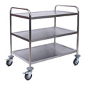 ZORRO - Edelstahl Servierwagen ZSW 3-3 Boden - Leichtlaufrader mit Fu bremse - Kuchenwagen - Gastro - (86 x 54 x 94 cm)