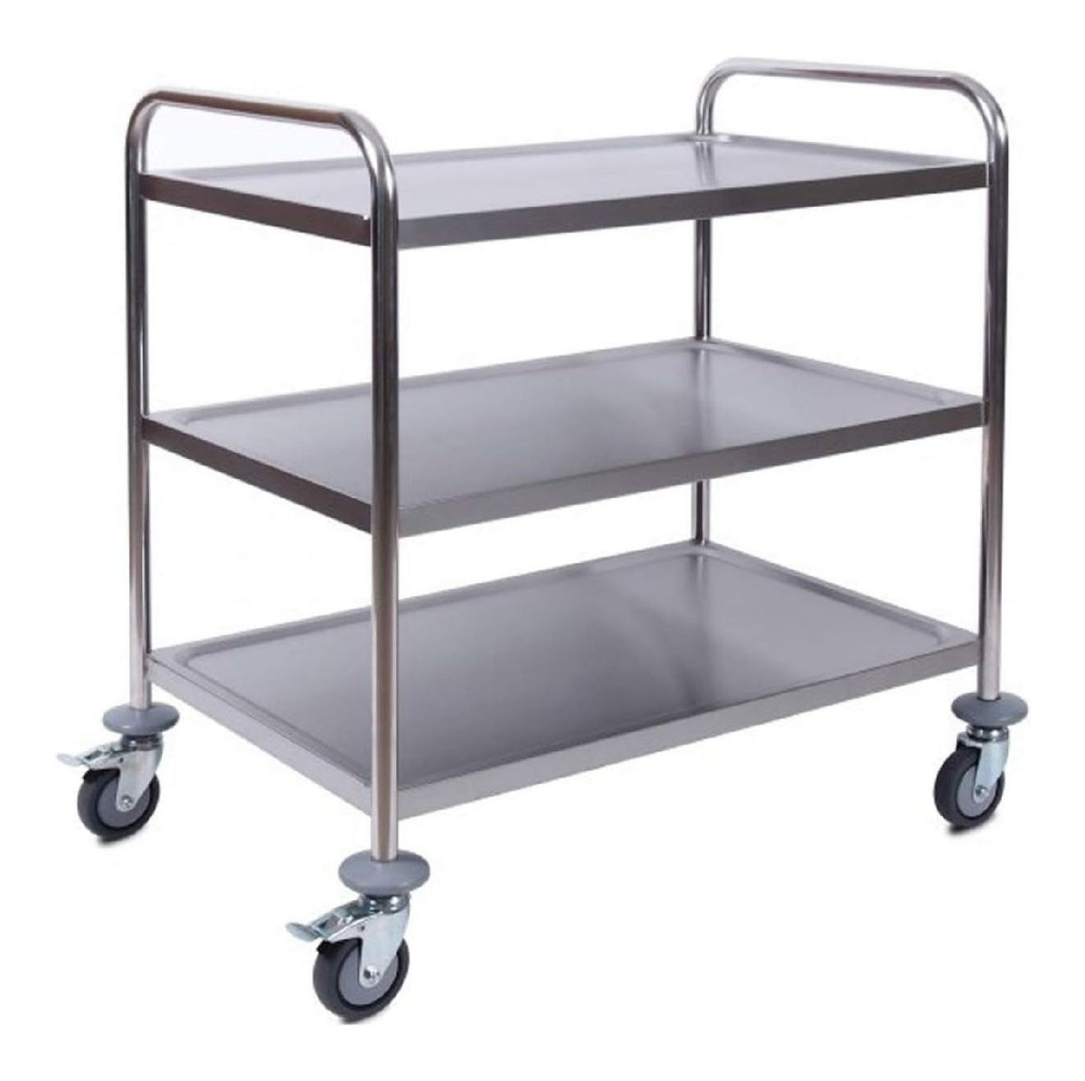 ZORRO - Edelstahl Servierwagen ZSW 3-3 Boden - Leichtlaufrader mit Fu bremse - Kuchenwagen - Gastro - (86 x 54 x 94 cm)