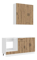 Kuchenschrank-Set 5-TLG. Artisan-Eiche Holzwerkstoff mit Wandmontage und Verstellbaren Fu en
