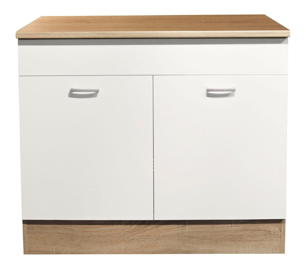 Spulenunterschrank Ailina in Sonoma-Eiche/wei - 100x90x60 (BxHxT)