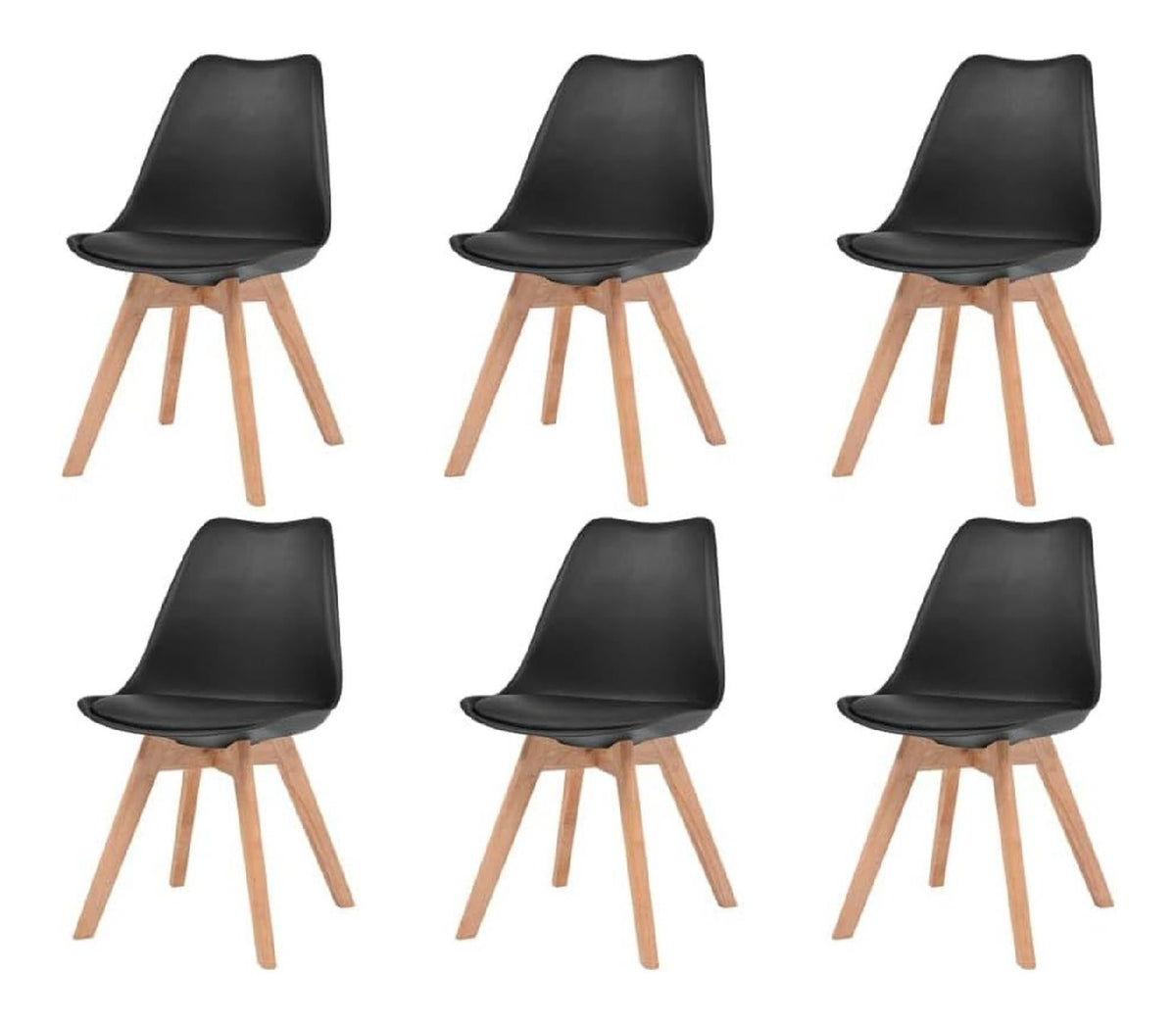 Esszimmerstuhle, 6 Stuck, Kuchenstuhl, Burostuhl, Wohnzimmer, Schwarz, Kunststoff