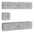 Mobel-Set Schrank Buffet TV Wohnzimmer Schlafzimmer Wohnzimmer 7-teilig Holz Grau 02_0025169