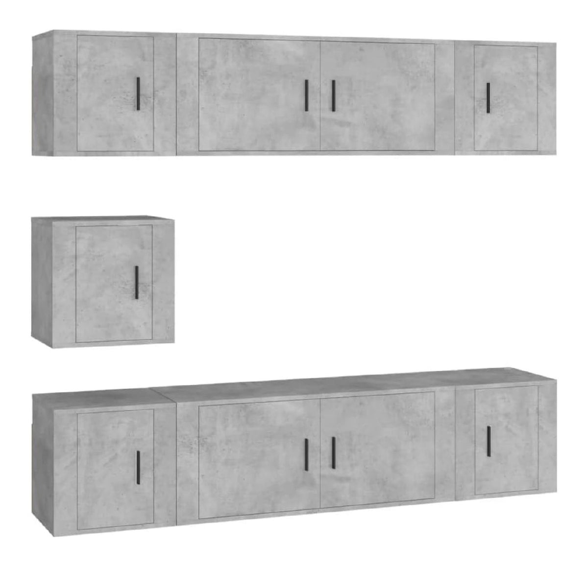 Mobel-Set Schrank Buffet TV Wohnzimmer Schlafzimmer Wohnzimmer 7-teilig Holz Grau 02_0025169
