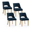 TIANSHU Polster Esszimmerstuhle mit Geschwungener Ruckenlehne, Stoffstuhl mit Massivholzbeinen, Gepolsterter Kuchenstuhl Modern fur Esszimmer Wohnzimmer Schlafzimmer (4er Set, Blau)
