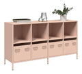 Sideboard Rosa aus kaltgewalztem Stahl 135x39x73,5 cm mit 4 Schubladen und Fachern, Kuchenmobel, Wohnzimmer Schrank, Kuchenbuffet fur Stauraum und Organisation