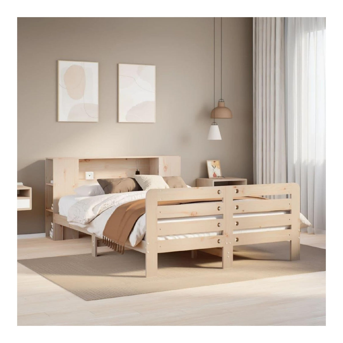 Massivholzbett Einzelbett Bettgestell Bettrahmen Schlafzimmerbett Bett Schlafzimmermobel ohne Matratze 135x190cm Kiefernholz 3043253de
