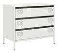 Sideboard Wei 68x39x58,5 cm Metall Kommode mit 3 Schubladen