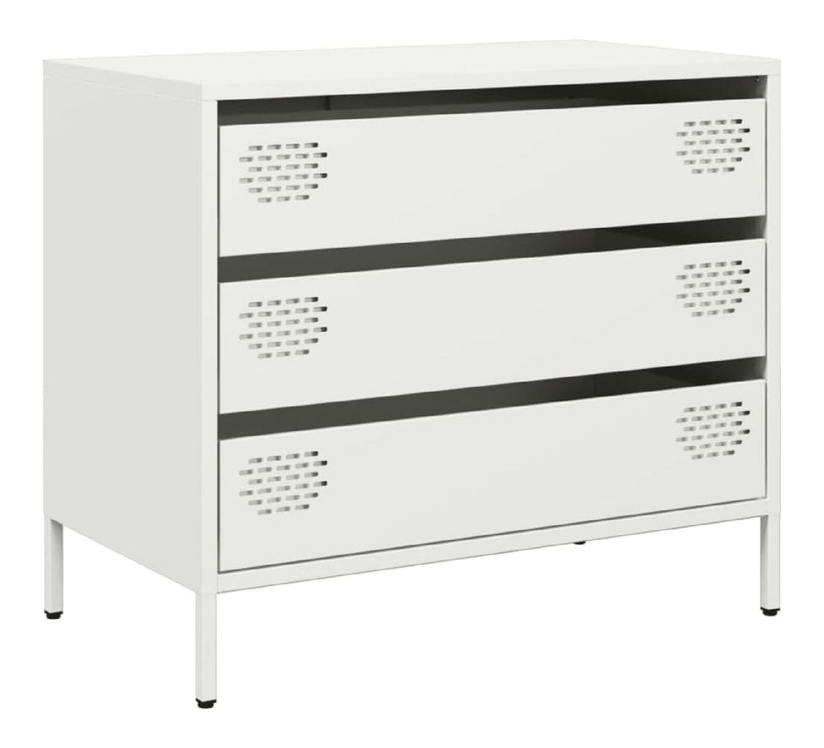 Sideboard Wei 68x39x58,5 cm Metall Kommode mit 3 Schubladen