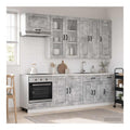 Kucheneinheit Kalmar 8-teilig Betongrau Holzwerkstoff Mehrzweckschrank mit Schubladen Hangeschrank Unterschrank Sideboard Buffet fur Moderne Kuchen