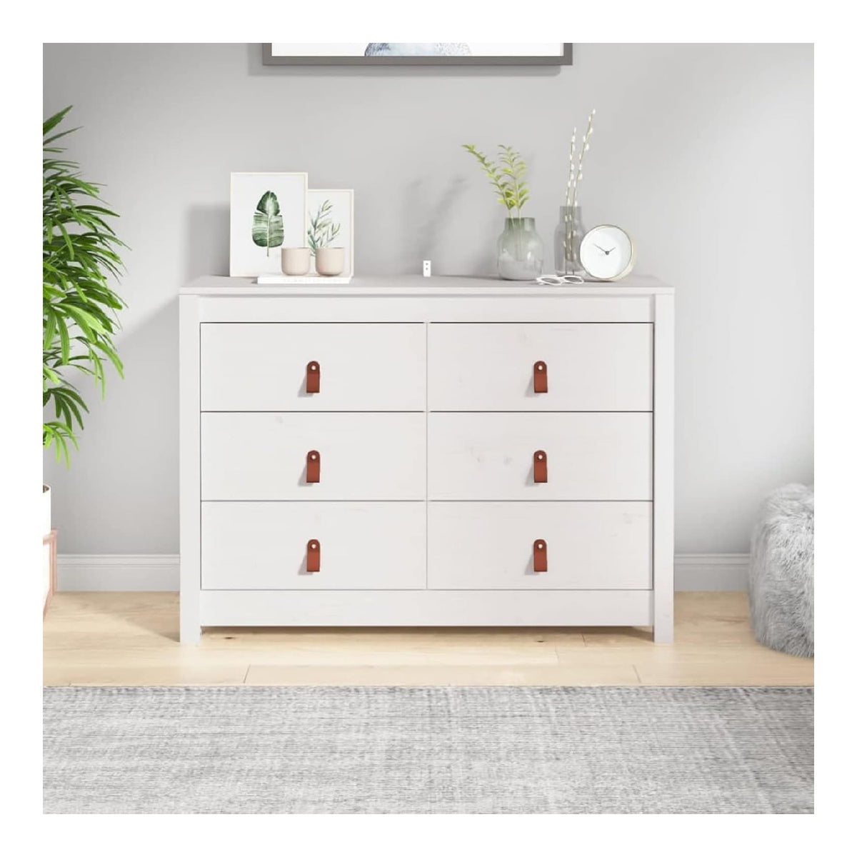 Beistellschrank Wei 100x40x72 cm SchraNkchen Flur Schrank Wohnzimmer Schrank Sideboard Wohnzimmer Massivholz Kiefer