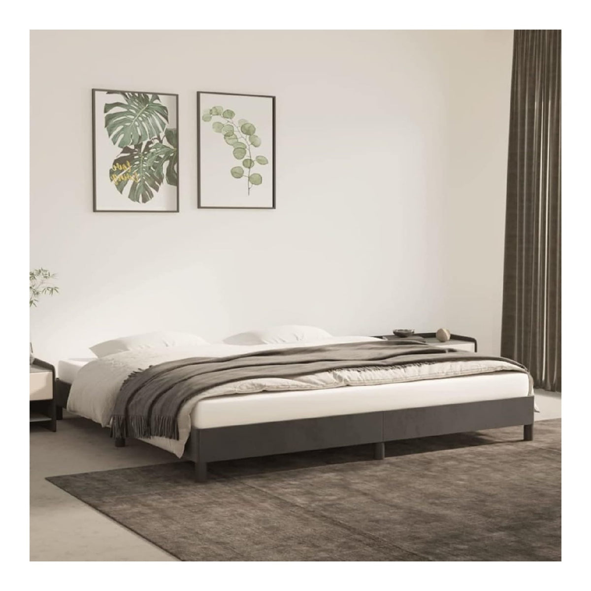 Bettgestell Bett mit Lattenrost Polsterbett Schlafzimmerbett Bettrahmen Schlafzimmermobel Samt Dunkelgrau 200x200 cm