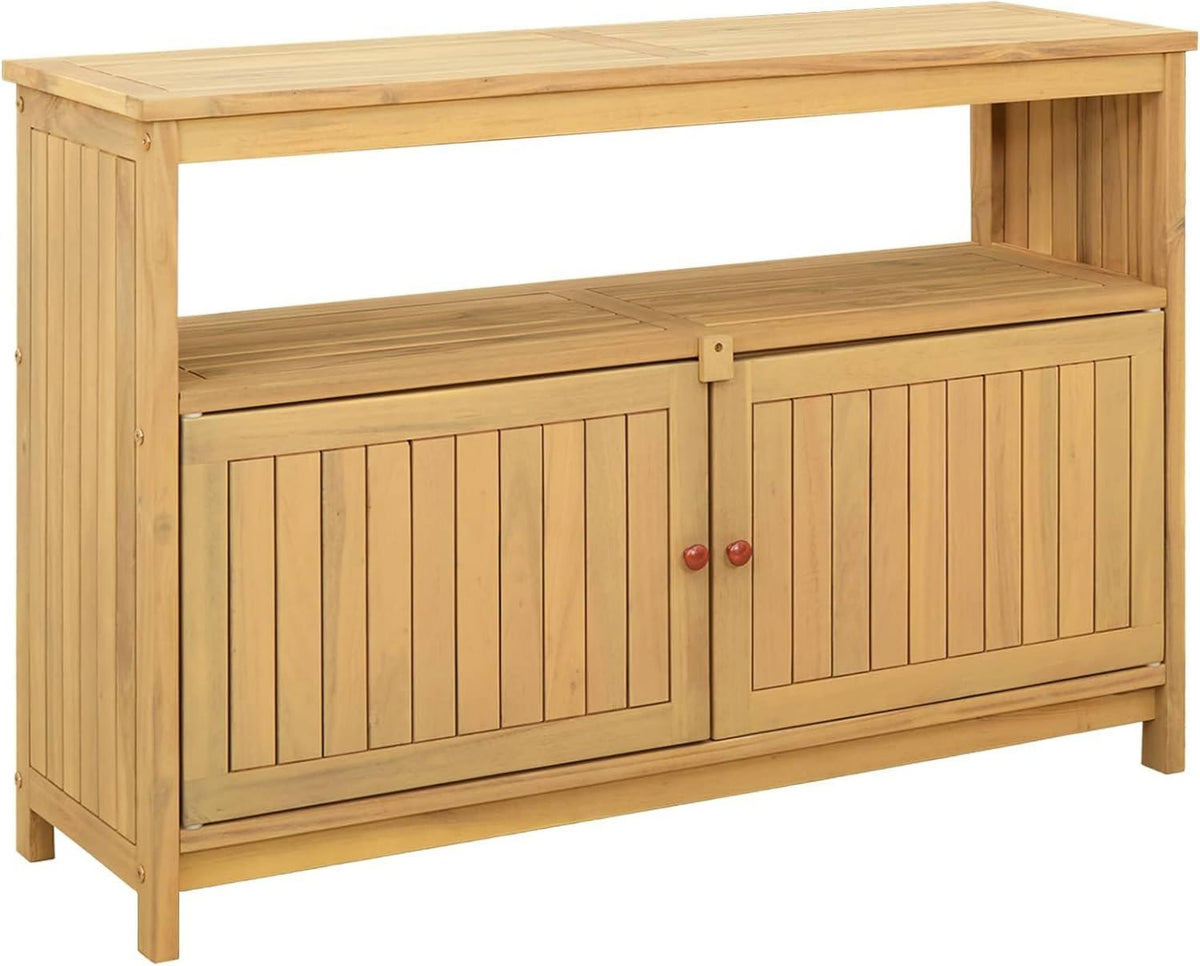 Hochwertige Gartenkonsole Helles Akazienholz 110 x 35 x 75 cm Rechteckig Rustikal Langlebig Genuegend Platz geeignet f¨¹r die Aufbewahrung und Organisation von Werkzeugen und Zubehoer auch in engen R Variante 440