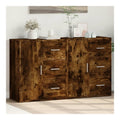 Sideboards 2 STK Rauchereiche 60x31x70 cm Holzwerkstoff Kuchenmobel mit Stauraum Wohnzimmer Schrank Buffet Cabinet fur Esszimmer und Buro