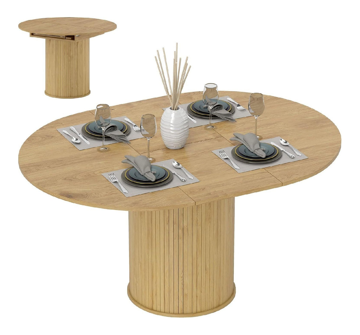 Ausziehbarer Esstisch fur 6-8 Personen 110-150x75 cm Naturholz