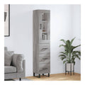 Highboard Grau Sonoma 34,5x34x180 cm, Holzwerkstoff Schrank mit Stauraum, modernes Sideboard Buffet Cabinet fur Wohnzimmer, Esszimmer, Kuche