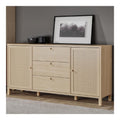 SKELBIT Sideboard 160, gro e Kommode im Boho-Stil, 2-turig, 3 Schubladen, Holzwerkstoff, Wohn-/Schlafzimmer, Elegancia Eiche Holzdekor Technorattan, 162,8 cm breit x 82,5 cm hoch x 42 cm tief