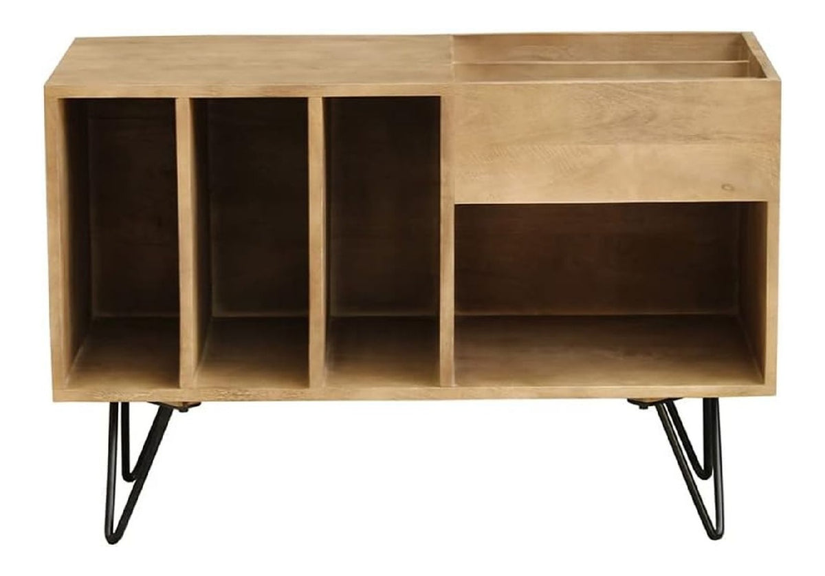 Miliboo Sideboard fur Schallplatten aus Mangoholz und Metall B 90 cm Boogie