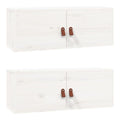 Wandschranke 2 STK. Wei 80x30x30 cm Massivholz Kiefer