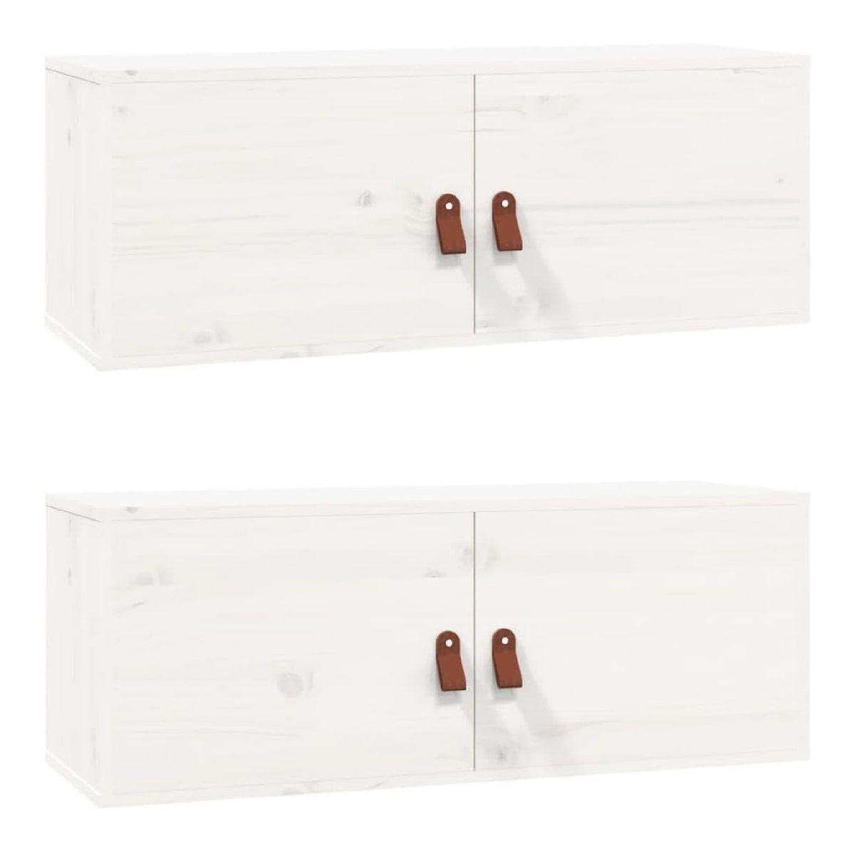 Wandschranke 2 STK. Wei 80x30x30 cm Massivholz Kiefer