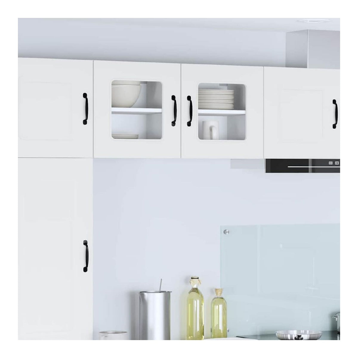 Geschirrspulerfront Kalmar wei aus Spanplatte, 2er Set 40 x 31 x 40 cm, als Kuchenmobel, Beistellschrank Vorratsmobel Hangeschrank inklusive 4 Regalen sowie viel Lagerraum abwaschbar