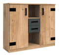 Froschkonig24 Liverpool Highboard Kommode Anrichte Plankeneiche/Graphit