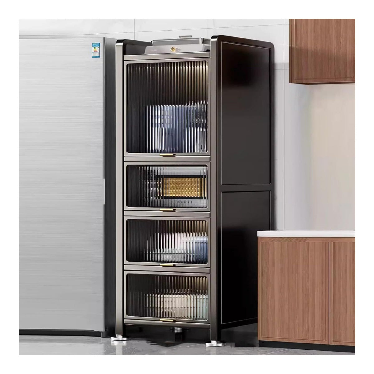Kuchenaufbewahrungsschranke, Buffetschrank mit Stauraum, freistehender Kuchenschrank, Kaffeebarschrank, Kuchenbuffetmobel fur Kuche und Esszimmer (Farbe: 5 Schichten, Gro e: 50 cm)