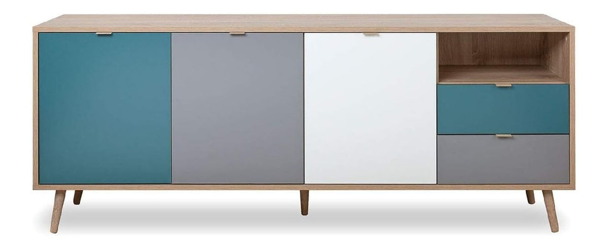 Kommode Sonoma Eiche Sideboard Modern - 180x71x40 cm (BxHxT) - Highboard Anrichte Skandinavisches Design - [Jona.Seven] Wohnzimmer Schlafzimmer Flur Esszimmer