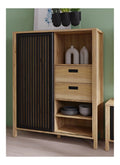Kommode Jecho in Mauvella Eiche/Schwarz - 103,4x129,9x40,2cm (BxHxT)