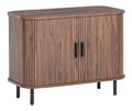 Sideboard Holzoptik Dunkelbraun 2 Schiebeturen Metallbeine schwarz Retro Bradley