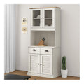 Highboard VIGO Wei 78x40x175 cm, Massivholz Kiefer Schrank mit Glasturen, Schubladen & Fachern, Robustes Buffet fur Wohnzimmer & Kuche