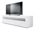 Lowboard Valencia, Made in Germany, TV-Kommode mit 1 offenem Fach und 2 Klappen, Wei matt/Wei Hochglanz/Wei Hochglanz (155 x 46 x 40 cm)