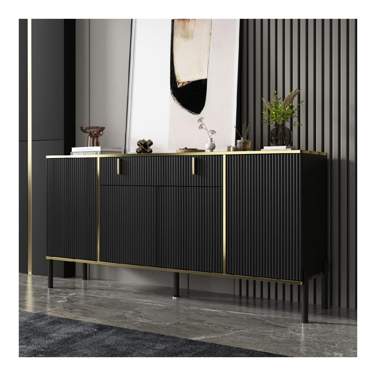 Sideboard 160cm Wohnzimmer mit 4 Turen und 1 Schublade Komodenschrank