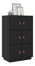 Schranke & Aufbewahrung, Buffets & Sideboards, Highboard schwarz, 67 x 40 x 108,5 cm, Massivholz Kiefer