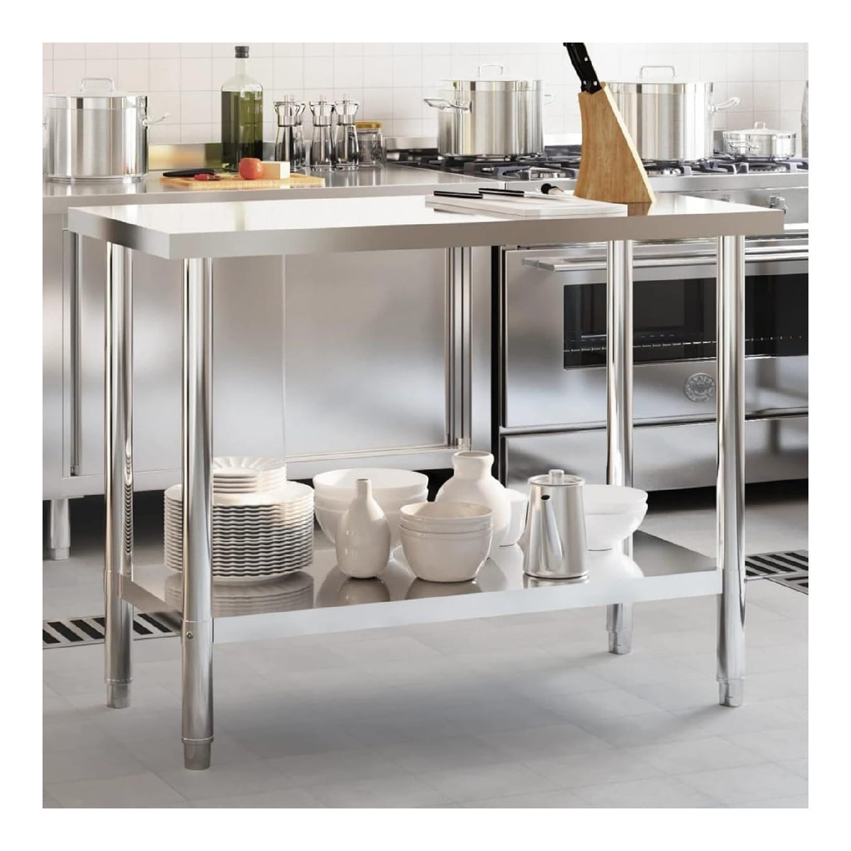 Kuchen Arbeitstisch Kuchentisch Vorbereitungstisch Gastro Tisch Edelstahltisch Grilltisch Outdoor Kuchenmobel 110x55x85 cm Edelstahl