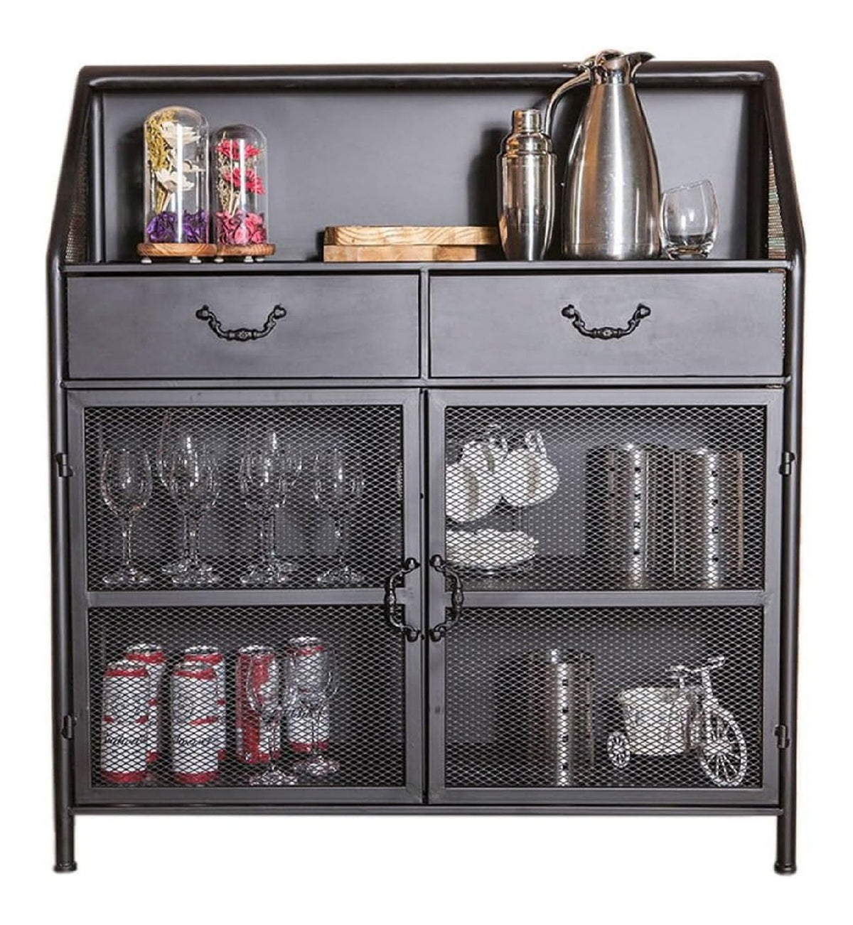 FAREWELL Buffetschrank Sideboard, Retro-Eisen-Restaurant-Teeschrank, Kleiner Weinschrank, Aufbewahrungsschrank, Essenszubereitungstisch, Schrank Besteckschrank