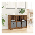 Sideboard mit Schubladen aus Altholz 88,5 x 27,5 x 63,5 cm, Kommode Anrichte mit viel Stauraum, Regal und Ablage fur Wohnzimmer, Esszimmer, Flur, Buro, modernes Landhausstil Design