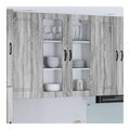 Wandglas-Schrank Lucca Graues Sonoma 80 x 31 x 100 cm Kuchen-Wandschrank mit 2 Turen, 3 Regalen, Holzwerkstoff, langlebiger Stauraum fur Kuchen, Sideboard, Anrichte, Buffet, Mehrzweckschrank