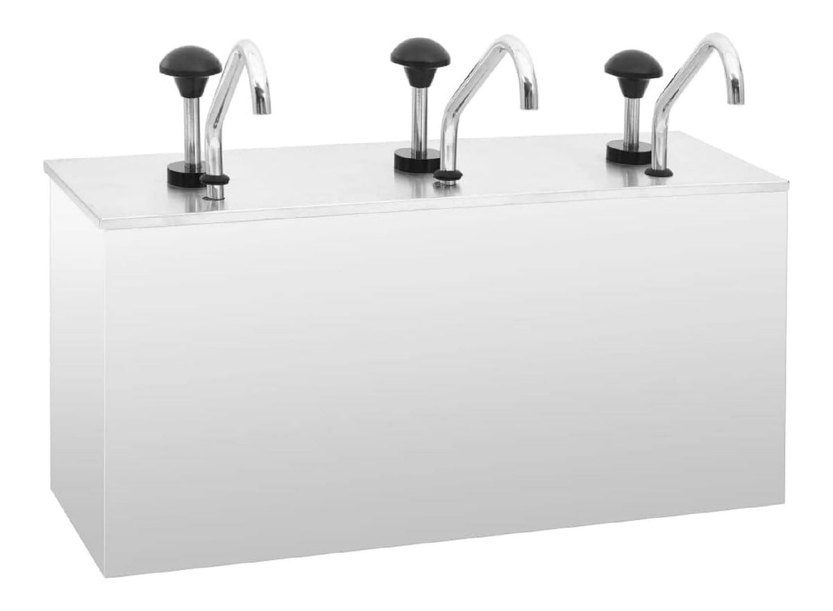 Saucen-Spender Edelstahl 3 x 3,5 L, Dosierspender fur Buffet, Gastro So enspender mit Pumpe