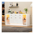 Sideboard Kommode Hochglanz Wei mit LED-Beleuchtung - TV Schrank 160x40x75 cm, Aufbewahrungsschrank mit 3 Schubladen & 14 Fachern, Beistellschrank mit gehartetem Glas, fur Wohnzimmer & Schlafzimmer