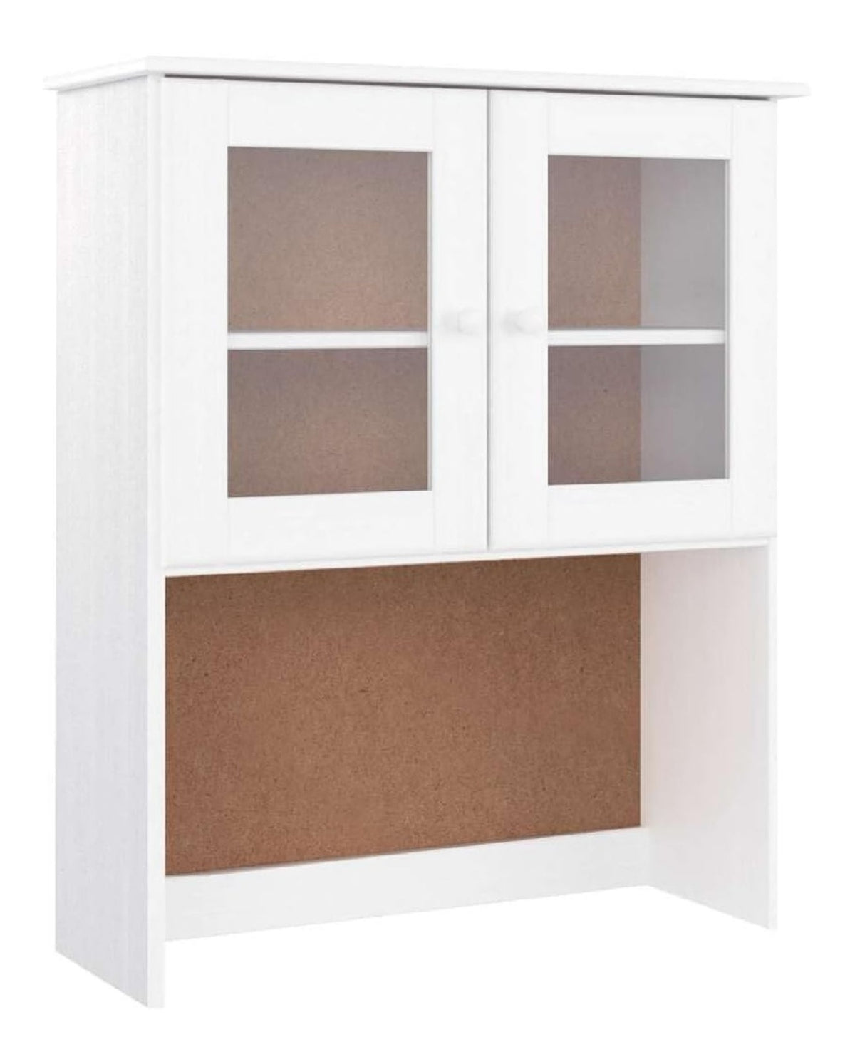 Sideboard-Aufsatz ALTA Wei 77x30x92 cm Massivholz Kiefer mit Glasturen und Holzknaufen fur Vitrine