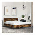Bettgestell Rauchereiche 140x190 cm, Holzwerkstoff und Metall, Stabiler Lattenrost, modernes Schlafzimmermobel fur erholsamen Schlaf