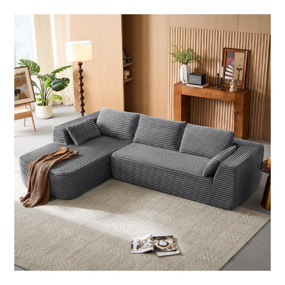 LINSY HOME Ecksofa mit Schlaffunktion, 270 cm, Grau