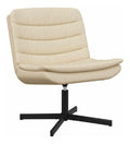 Moderner 360 Drehstuhl in Creme, 63 x 75 x 76 cm, aus weichem Polyesterstoff mit stabilem Metallgestell und schwarzem Finish, ideal fur Wohnzimmer