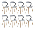 8er Set Nordisches Esszimmerstuhlt, Kuchenstuhl, Mit Metallbeinen, Gro es Hohlrucken-Design, Geeignet fur Wohnzimmer, Esszimmer, Freizeitzimmer - Grau + Holz