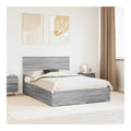 Bettrahmen Graues Sonoma 140x200 cm, Modernes Doppelbett aus Holzwerkstoff mit Kopfteil, 4 Schubladen fur Stauraum, Langlebiges Schlafzimmermobel fur Erwachsene