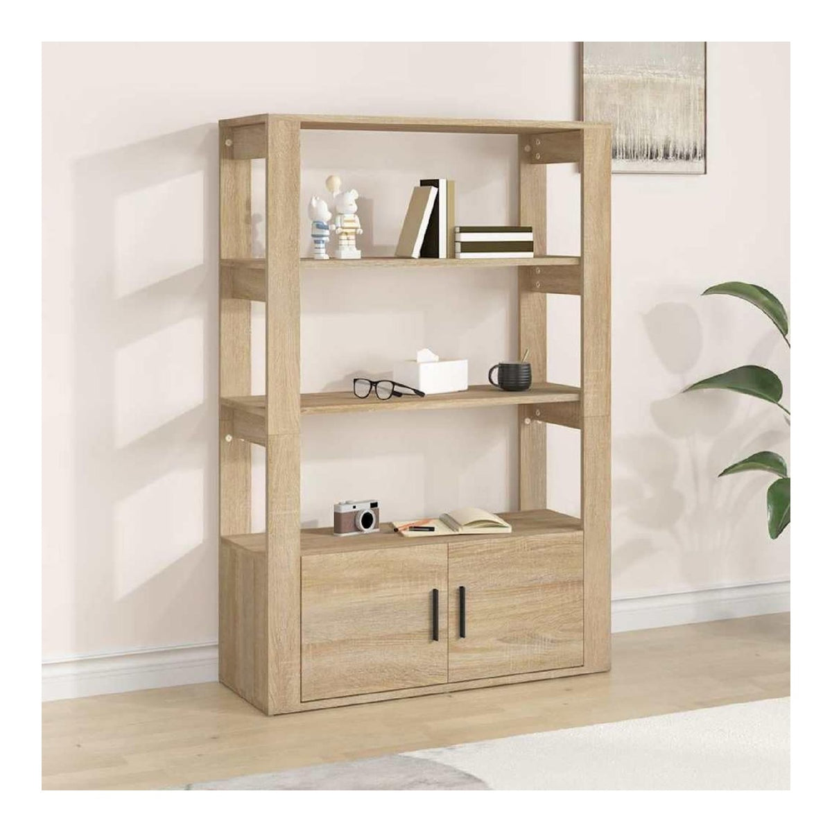 Sonoma Eiche Sideboard 80 x 30 x 119,5 cm Holzwerkstoff, Anrichte mit Turen und Fachern, Aufbewahrung fur Wohnzimmer, Esszimmer, Kuche, Flur, Deko und Ordnung