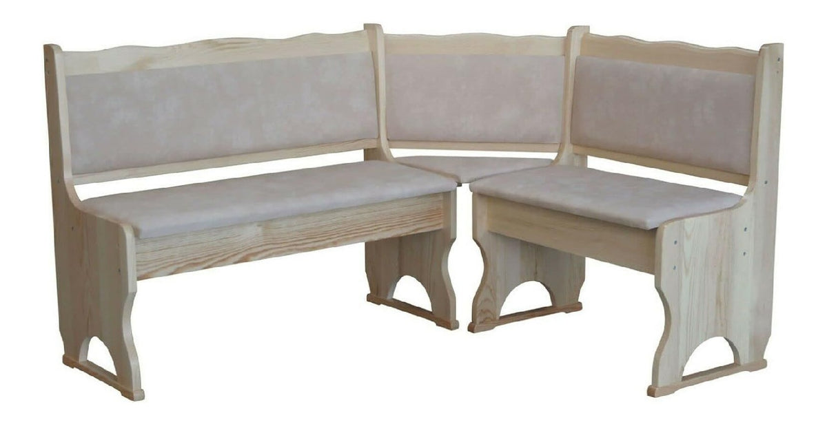 k koma Polster-Eckbank Massivkiefer, 100x100 cm, Unbehandelt/Beige, 1 Stuck