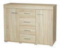 Wohnzimmerkommode 120x45x93 cm, 4 Schubkasten, Sonoma Eiche, Seitentur