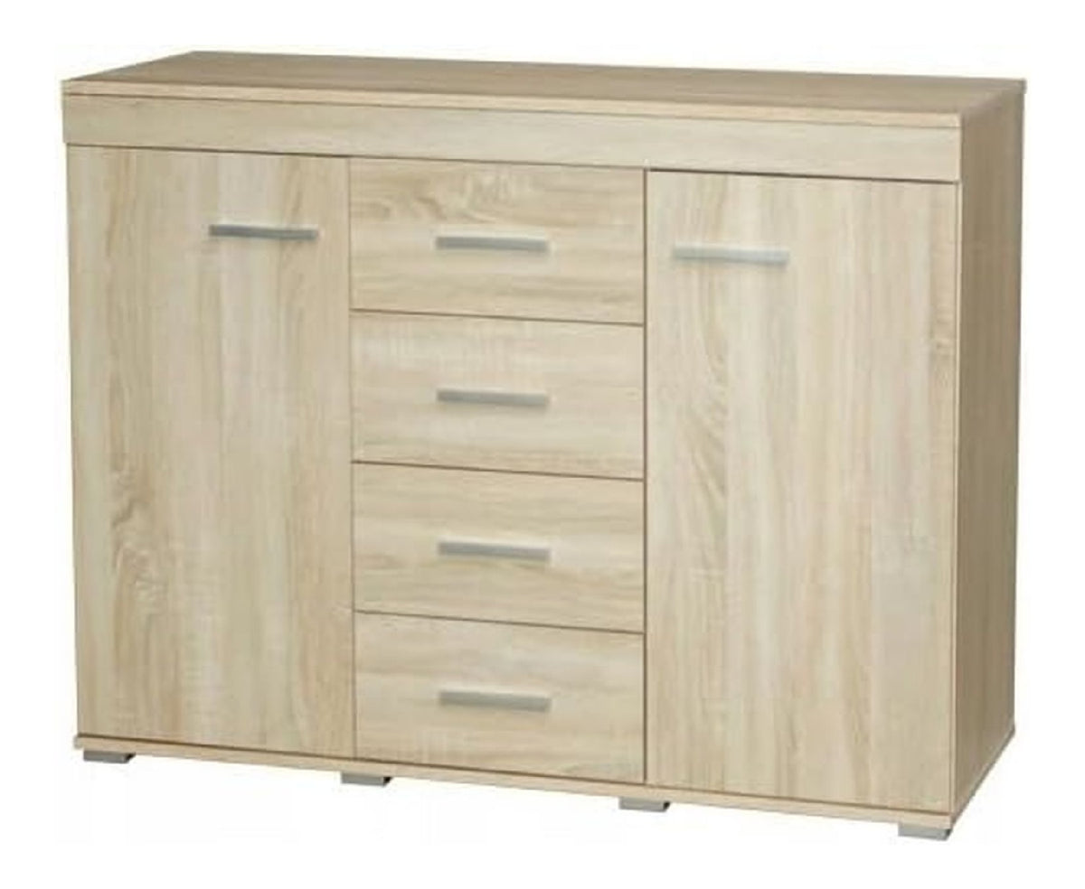 Wohnzimmerkommode 120x45x93 cm, 4 Schubkasten, Sonoma Eiche, Seitentur